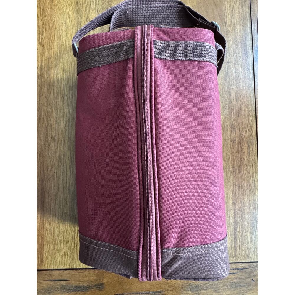 Picnic Time Wine Tote Insulated Bottle Carrier Burgundy Travel Case - Picture 2 of 10